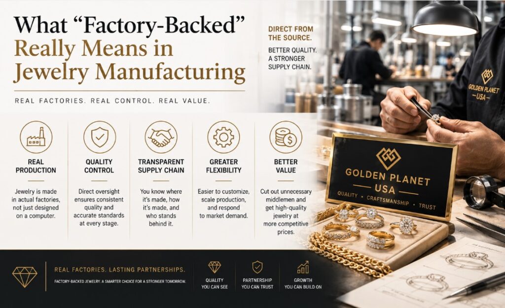 Factory backed jewelry